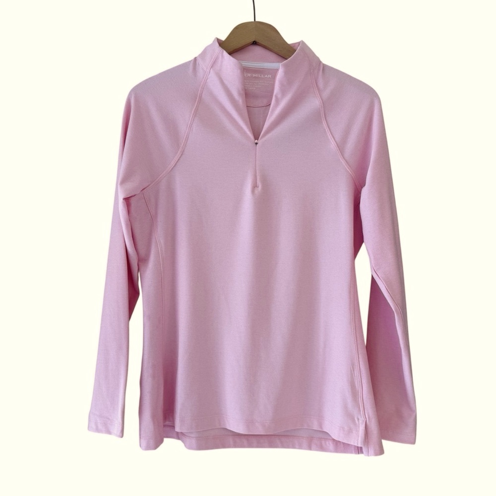 Peter Millar Melange Pink Perth Quarter Zip Long Sleeve Golf Pullover Med PALMP